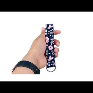 key fob wristlet- keychain floral rose